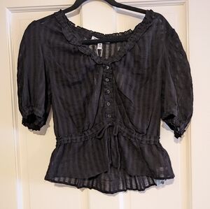 Steve Madden Black Ruffled Blouse